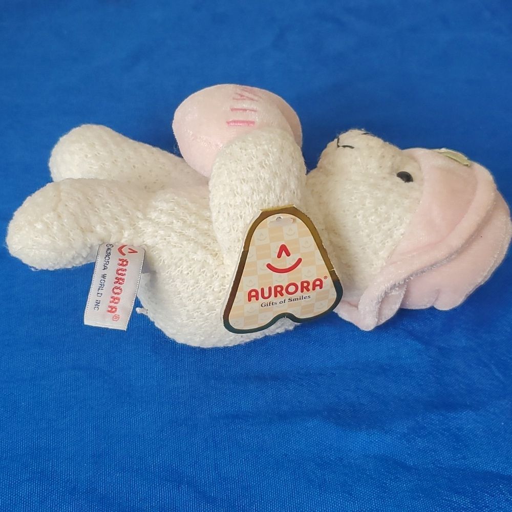 A&A Aurora Sweet Heart Teddy Bear Hawaii 7" White Waffle Weave Pink Hat Plush - Picture 2 of 12
